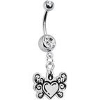 Crystalline Gem Tribal Flame Heart Belly Ring