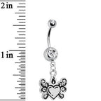 Crystalline Gem Tribal Flame Heart Belly Ring