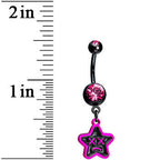 Pink Gem Unhappy Face Star Belly Ring