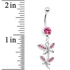 Pink Gem Flowering Butterfly Belly Ring