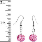10mm Pink Crystal Ferido Ball Drop Earrings