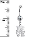 Clear Gem Dangling Love Belly Ring