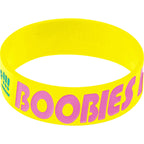 Yellow Pink Boobies Rock Breast Cancer Bracelet