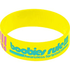 Yellow Pink Boobies Rock Breast Cancer Bracelet