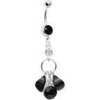 Midnight Tears Black Gem Hoop Dangle Belly Ring