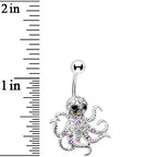Aurora Gem Encrusted Floating Octopus Belly Button Ring