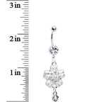 Clear Gem Perfect Posy Flower Dangle Belly Ring