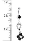 Dark Nature Rain Blossom Crystal Belly Ring