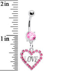 Precious Pink Heart of Love Gem Belly Ring