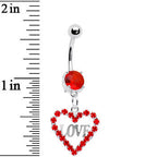 Ravishing Red Heart of Love Gem Belly Ring
