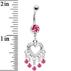 Love Drops Pink Heart Chandelier Belly Ring