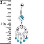 Love Drops Blue Heart Chandelier Belly Ring