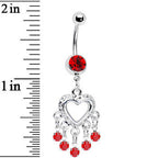 Love Drops Crimson Heart Chandelier Belly Ring