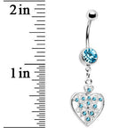 Blue Crystal Accent Fill My Heart Belly Ring