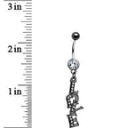 Midnight Love Dangle Clear Gem Belly Ring