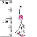 Pink Gem Snail Dangle Belly Ring