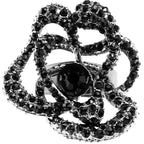 Midnight Crystal Flower Adjustable Ring