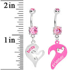 Pink Open Heart Best Friends Belly Ring Set