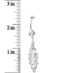 Crystalline Gem Shimmering Leaf Dangle Belly Ring