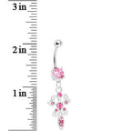 Pink Gem Filigree Carrier Butterfly Belly Ring