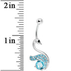 Aqua Gem Graceful Paved Swan Belly Ring