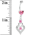 Pink Gem Lavish Heart Drops Belly Ring