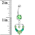 Peridot Gem Heart Wreath Belly Ring
