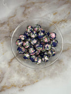P306 VICTORIAN FLORAL NAVY 15MM PRINT (10ct)