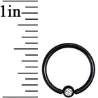 16G 3/8 Clear Crystal Black Titanium BCR Captive Ring