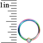 16G 3/8 Clear Crystal Rainbow Titanium BCR Captive Ring