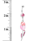 Pink Gem Tulip Globe Flower Belly Ring