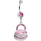 Pink Gem Pretty Purse Dangle Belly Ring
