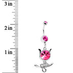 Pink Gem Floral Wisp Tulip Leaf Flower Belly Ring