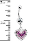 Crystalline Gem Violet Paved Heart Belly Ring