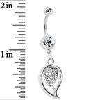 Crystalline Gem Stylish Paved Leaf Belly Ring