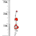 Red Gem Flower Vine Heart Belly Ring