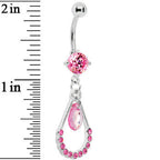 Pink Gem Teardrop Double Drop Belly Ring