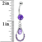 Violet Gem Teardrop Double Drop Belly Ring