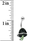 Green Black Gem Paved Mushroom Belly Ring