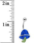 Green Blue Gem Paved Mushroom Belly Ring