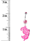 Neon Pink Butterfly Belly Ring
