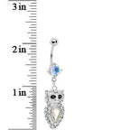 Sparkling Crystalline Gem Owl Belly Ring