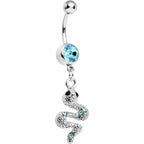 Aqua Gem Slithering Snake Dangle Belly Ring