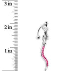 Top Mount Pink Gem Tail Lizard Belly Ring