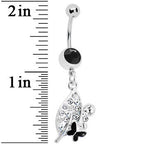 Crystalline Leaf Black Butterfly Belly Ring