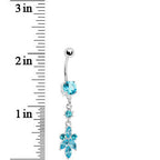 Blue Heart of Palm Flower Dangle Belly Ring