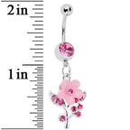 Pink Springtime Pansy Flower Belly Ring
