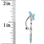 Top Mount Blue Gem Dragonfly Belly Ring