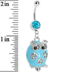 Pretty Blue Whimsical Owl Belly Ring