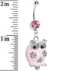 Pretty Pink Whimsical Owl Belly Ring